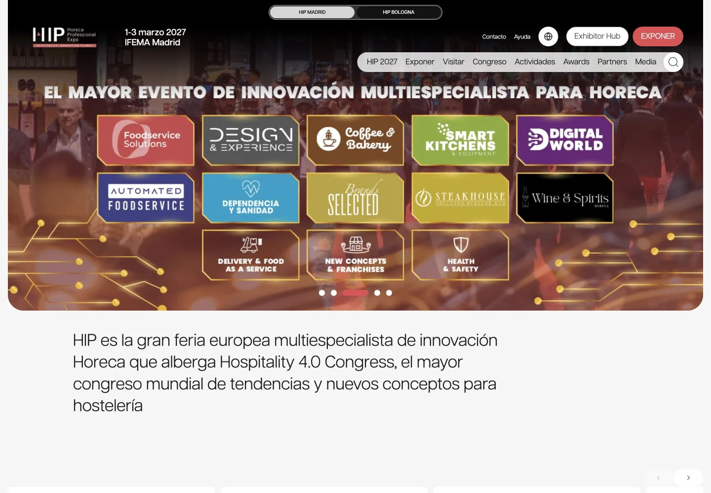 HIP homepage within the event platform