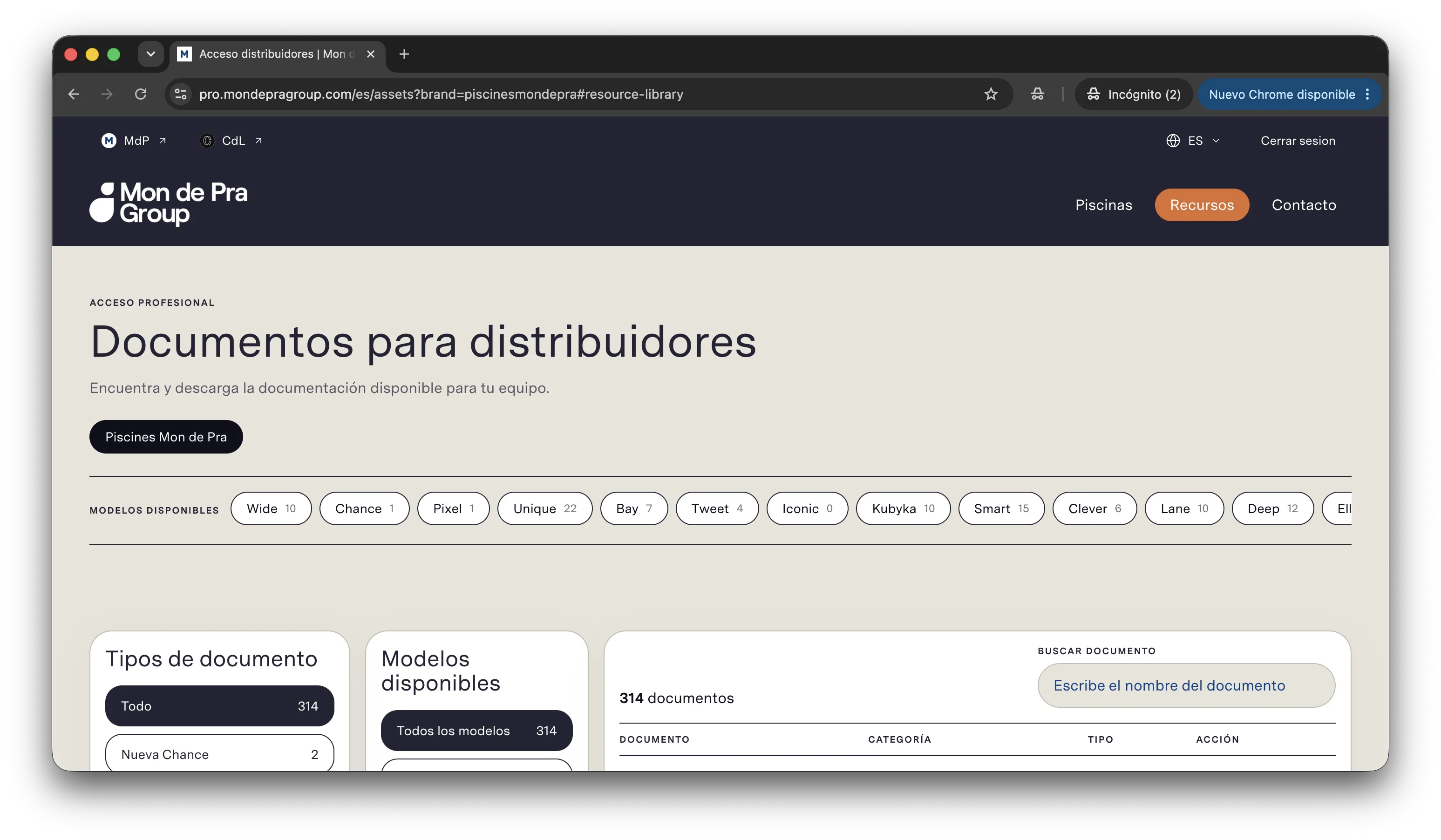 Professional portal document library